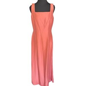 Talbots Silk Sleeveless Coral Dress Gown Maxi Size 8 Formal Party Minimalist